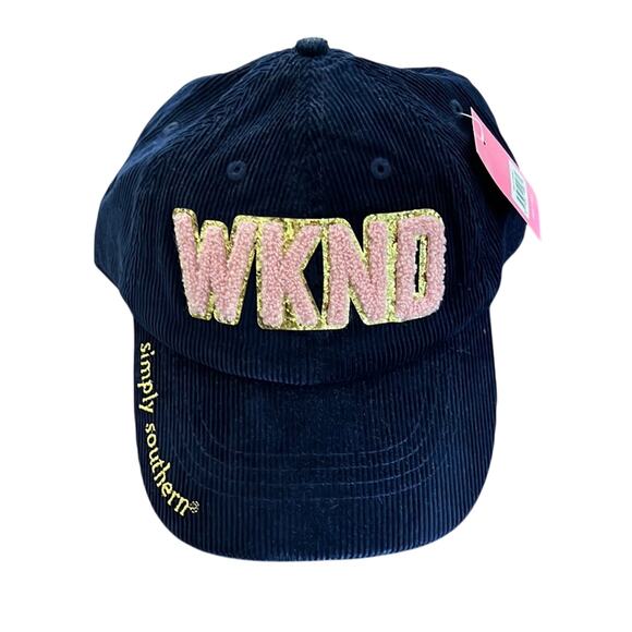 Simply Southern Navy Blue Corduroy WKND Baseball Cap Hat NWT - Picture 1 of 7